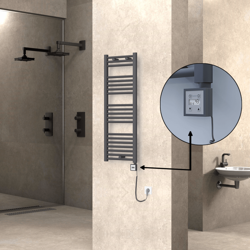 Haiti Sèche Serviettes Electrique 400x1100 Anthracite Ktx3 600 Watt Câble en spirale