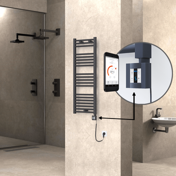 Radiva - Haiti Sèche Serviettes Electrique 400x1100 Anthracite Ktx4 600 Watt Câble en spirale