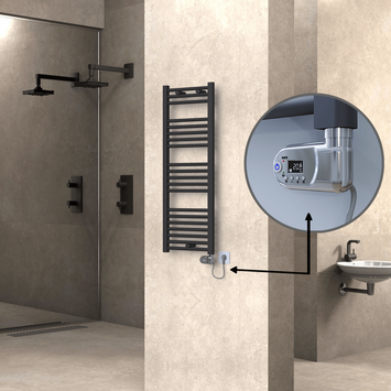 Radiva - Haiti Sèche Serviettes Electrique 400x1100 Anthracite (Thermostat Thesis) 600 Watt