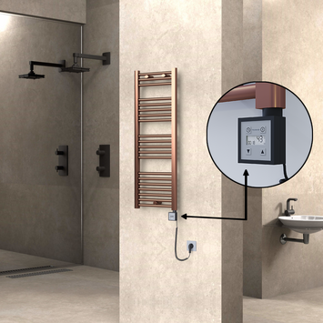  - HAITI Elektrikli Havlupan 400x1100 Düz Bakır Eskitme (KTX3 Termostat) 300W Spiral Kablolu