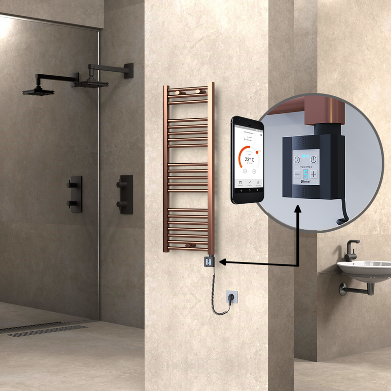 HAITI Elektrikli Havlupan 400x1100 Düz Bakır Eskitme (KTX4 Termostat) 300W Spiral Kablolu