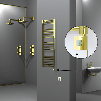 Radiva - Haiti Sèche Serviettes Electrique 400x1200 Or Ktx1 300 Watt Câble en spirale