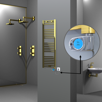 Radiva - Haiti Electric Towel Warmer 400x1200 Flat Gold (Musa Thermostat) 300 Watt