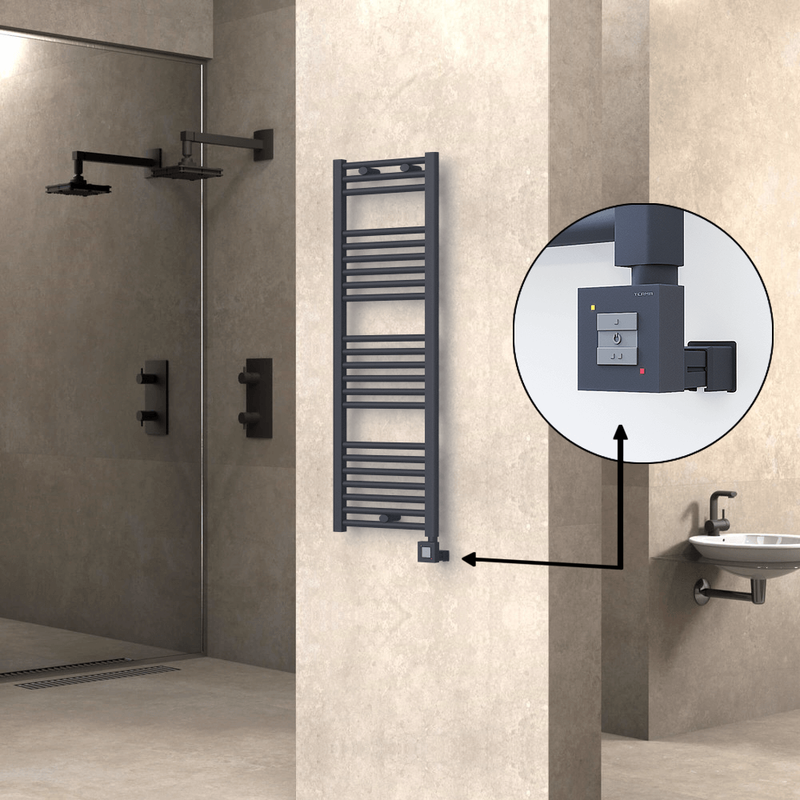 Haiti Electric Towel Warmer 400x1200 Flat Anthracite Textured (KTX1 Thermostat) 600 Watt