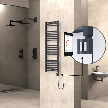 Radiva - Haiti Sèche Serviettes Electrique 400x1200 Anthracite Ktx4 600 Watt Câble en spirale