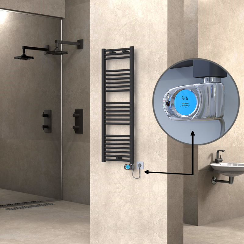 Haiti Sèche Serviettes Electrique 400x1200 Anthracite (Thermostat Musa) 600 Watt