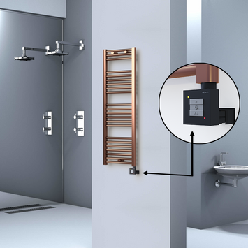  - Haiti Electric Towel Warmer 400x1200 Flat Antique Copper Gloss (KTX1 Thermostat) 300 Watt