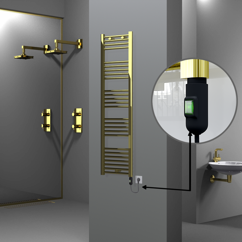 Haiti Electric Towel Warmer 400x1500 Flat Gold (On/Off Button) 300 Watt