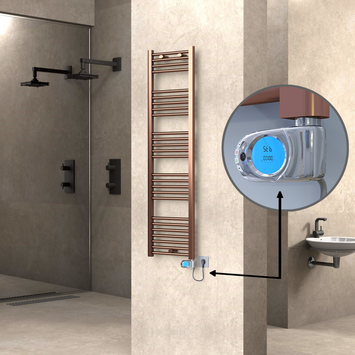  - Haiti Electric Towel Warmer 400x1500 Flat Antique Copper Gloss (Musa Thermostat) 300 Watt