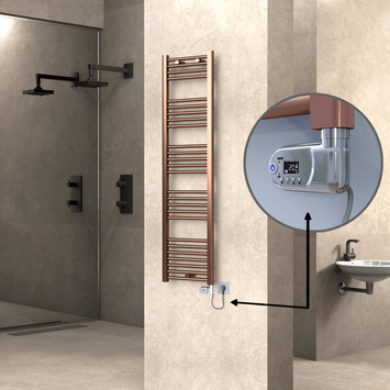 Radiva - Haiti Elektrikli Havlupan 400x1500 Bakır Eskitme (Thesis Termostat) 300W