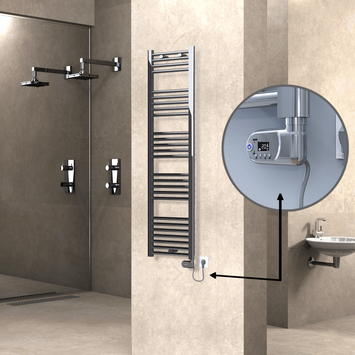 Radiva - Haiti Sèche Serviettes Electrique 300 Watt 400x1500 Plat Chrome (Thermostat Thesis)