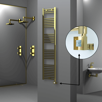 Radiva - Haiti Electric Towel Warmer 400x1800 Flat Gold (KTX1 Thermostat) 300 Watt