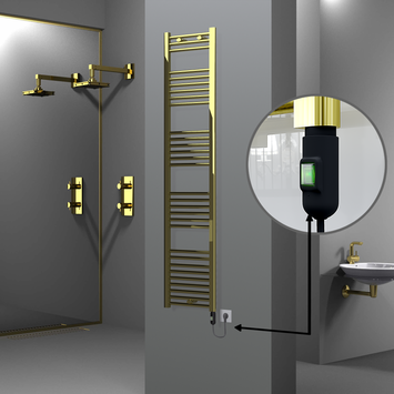 Radiva - Haiti Electric Towel Warmer 400x1800 Flat Gold (On/Off Button) 300 Watt