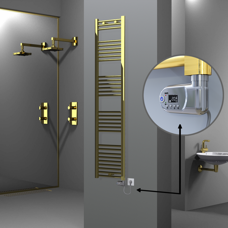 Haiti Electric Towel Warmer 400x1800 Flat Gold (Thesis Thermostat) 300 Watt