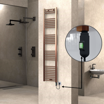 - Haiti Electric Towel Warmer 400x1800 Flat Antique Copper Gloss (On/Off Button) 300 Watt