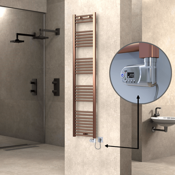  - Haiti Electric Towel Warmer 400x1800 Flat Antique Copper Gloss (Thesis Thermostat) 300 Watt