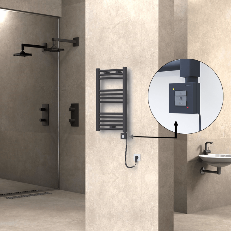 Haiti Sèche Serviettes Electrique 400x700 Anthracite Ktx1 300 Watt Câble en spirale