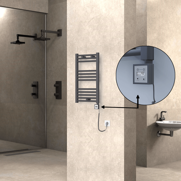 Radiva - HAITI Elektrikli Havlupan 400x700 Düz Antrasit (KTX3 Termostat) 300W Spiral Kablolu Radiva - HAITI Elektrikli Havlupan 400x700 Düz Antrasit (KTX3 Termostat) 300W Spiral Kablolu