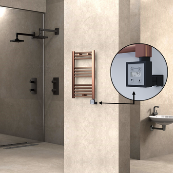Radiva - HAITI Elektrikli Havlupan 400x700 Düz Bakır Eskitme (KTX3 Termostat) 200W
