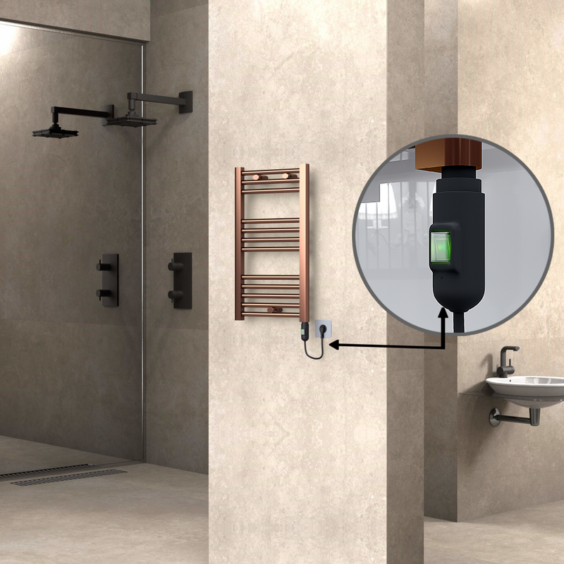 Haiti Electric Towel Warmer 400x700 Flat Antique Copper Gloss (On/Off Button) 200 Watt
