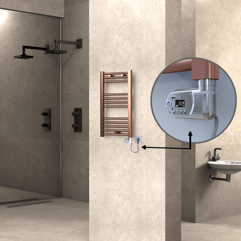 Haiti Electric Towel Warmer 400x700 Flat Antique Copper Gloss (Thesis Thermostat) 200 Watt