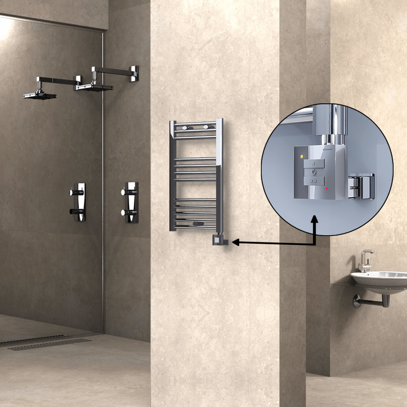 Haiti Electric Towel Warmer 400x700 Flat Chrome (KTX1 Thermostat) 200 Watt