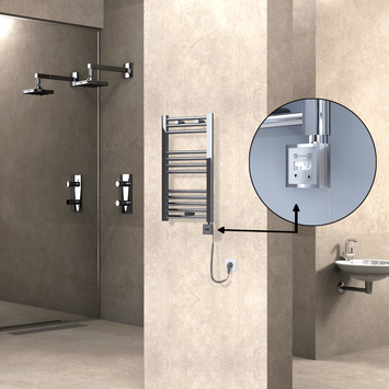 Radiva - Haiti Sèche Serviettes Electrique 400x700 Chrome Ktx3 200 Watt Câble en spirale