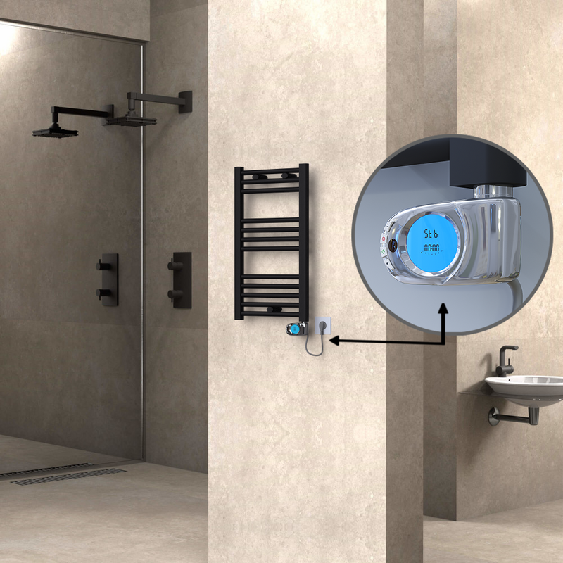 Haiti Sèche Serviettes Electrique 400x700 Noir mat (Thermostat Musa) 300 Watt