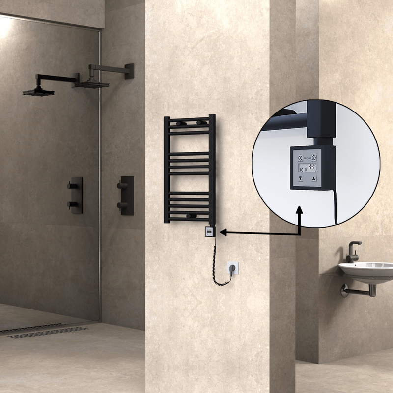 Haiti Elektrikli Havlupan 400x700 Siyah (KTX3 Termostat) 300W Spiral Kablolu