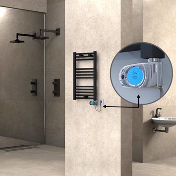 Radiva - Haiti Sèche Serviettes Electrique 400x700 Noir mat (Thermostat Musa) 300 Watt