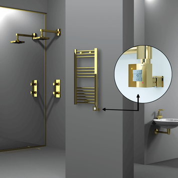 Radiva - Haiti Electric Towel Warmer 400x800 Flat Gold (KTX1 Thermostat) 200 Watt