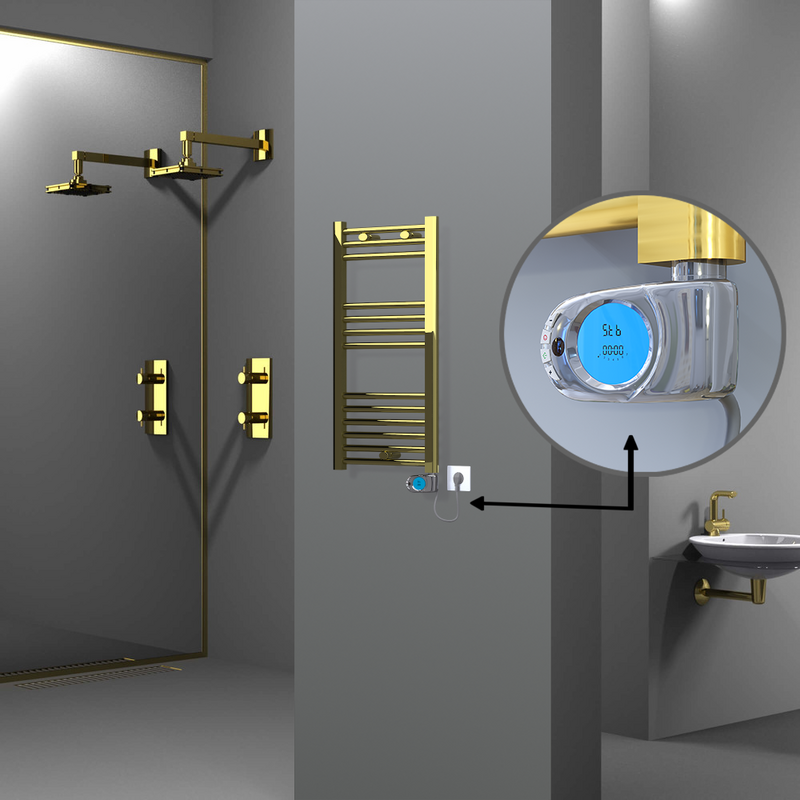 Haiti Electric Towel Warmer 400x800 Flat Gold (Musa Thermostat) 200 Watt