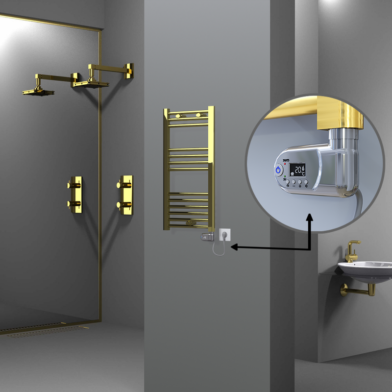 Haiti Electric Towel Warmer 400x800 Flat Gold (Thesis Thermostat) 200 Watt