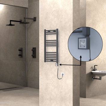 Radiva - Haiti Sèche Serviettes Electrique 400x800 Anthracite Ktx3 300 Watt Câble en spirale