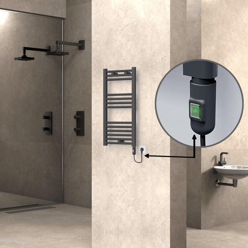 Haiti Electric Towel Warmer 400x800 Flat Anthracite Textured (On/Off Button) 300 Watt