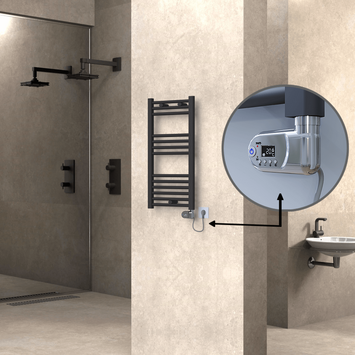 Radiva - Haiti Sèche Serviettes Electrique 400x800 Anthracite (Thermostat Thesis) 300 Watt