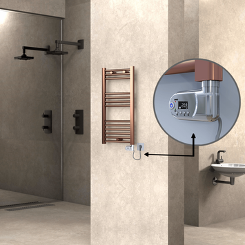  - HAITI Elektrikli Havlupan 400x800 Düz Bakır Eskitme (Thesis Termostat) 200W