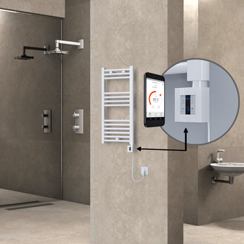  - HAITI Elektrikli Havlupan 400x800 Düz Beyaz (KTX4 Termostat) 300W Spiral Kablolu