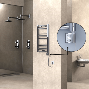 Radiva - Haiti Sèche Serviettes Electrique 400x800 Chrome Ktx3 200 Watt Câble en spirale