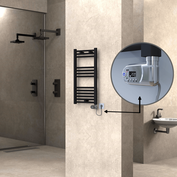 Radiva - Haiti Sèche Serviettes Electrique 400x800 Noir mat (Thermostat Thesis) 300 Watt