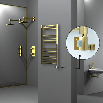 Radiva - Haiti Electric Towel Warmer 500x1000 Flat Gold (KTX1 Thermostat) 300 Watt