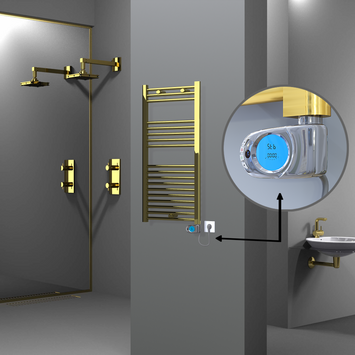 Radiva - Haiti Electric Towel Warmer 500x1000 Flat Gold (Musa Thermostat) 300 Watt