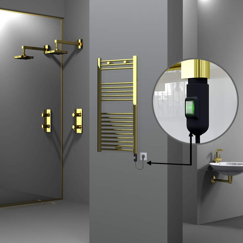 Haiti Electric Towel Warmer 500x1000 Flat Gold (On/Off Button) 300 Watt