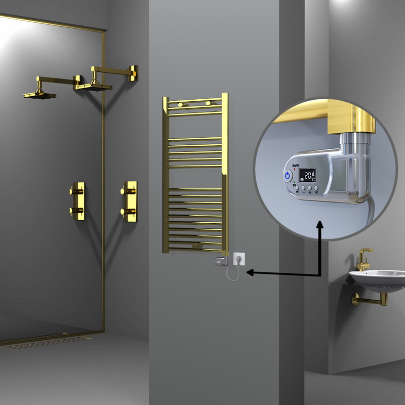 Haiti Electric Towel Warmer 500x1000 Flat Gold (Thesis Thermostat) 300 Watt