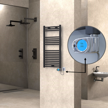 Radiva - Haiti Electric Towel Warmer 500x1000 Flat Anthracite Textured (Musa Thermostat) 600 Watt