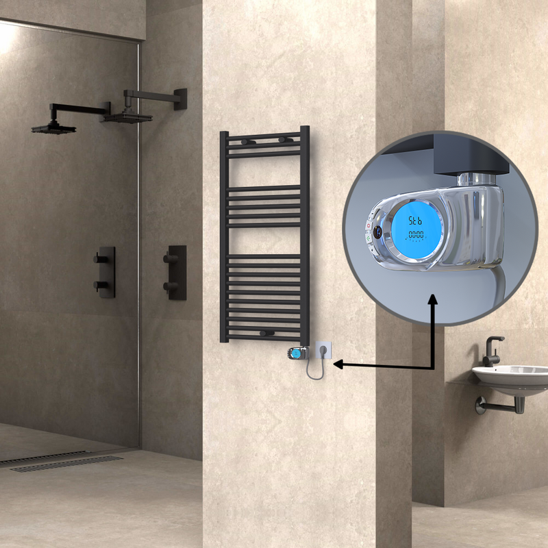 Haiti Electric Towel Warmer 500x1000 Flat Anthracite Textured (Musa Thermostat) 600 Watt