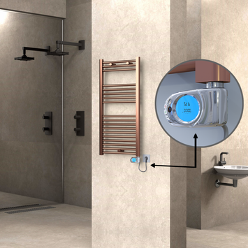  - Haiti Electric Towel Warmer 500x1000 Flat Antique Copper Gloss (Musa Thermostat) 300 Watt