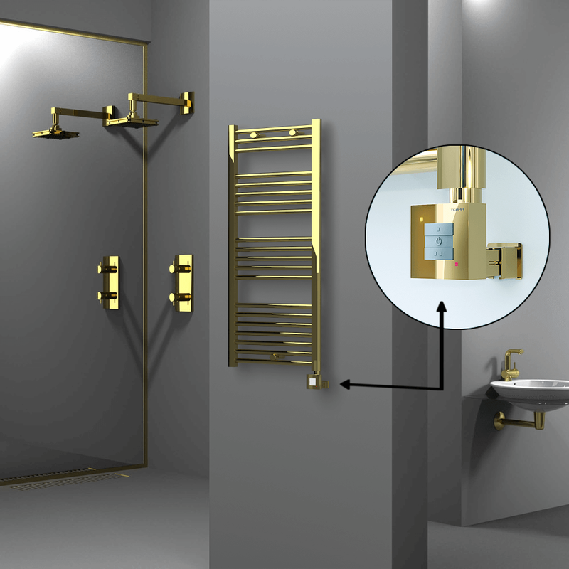 Haiti Electric Towel Warmer 500x1100 Flat Gold (KTX1 Thermostat) 300 Watt