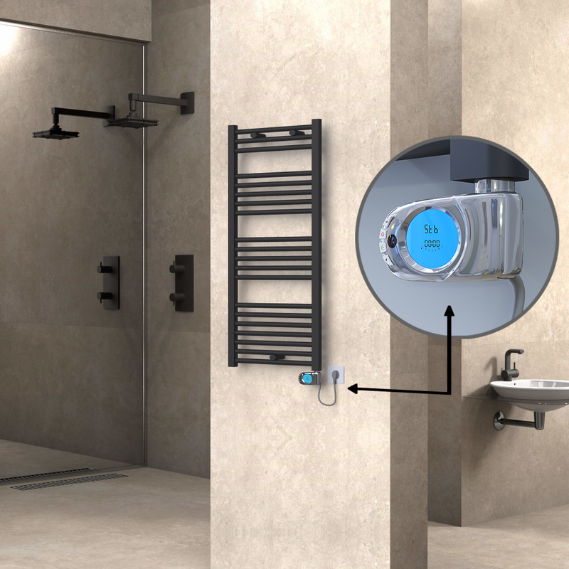 Haiti Electric Towel Warmer 500x1100 Flat Anthracite Textured (Musa Thermostat) 600 Watt