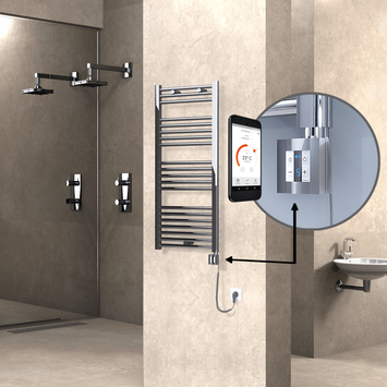  - Haiti Sèche Serviettes Electrique 500x1100 Chrome Ktx4 300 Watt Câble en spirale